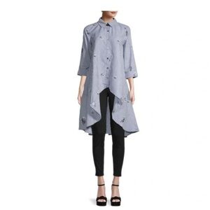 Patrizia Luca Blue & White Striped Button-Down Shirt Dress